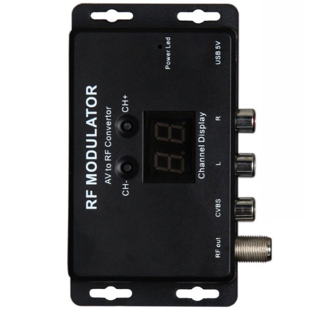 M60 Small AV to RF Modulator Portable Household TV Modulator Black AV to RF Converter 104x58x24mm