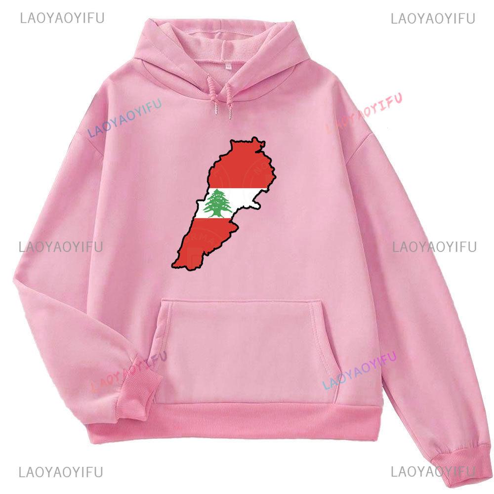 This Is Not My Dna Lebanon Flag Map Men's Long Sleeve Hoodie Autumn/Winter 2024 Lebanon Map Graphic Print Autumn Sweatshirt