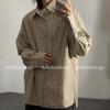 Ohod Autumn and Winter New Japanese Neutral Retro Casual Long-Sleeved Shirt Maillard Khaki Plaid Loose Shirt for Men