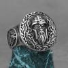 Nordischer Wikinger Edelstahlring mit Anker Kompass Lebensbaum Runen Amulett Wolf Design für Männer Frauen Biker Schmuck Geschenk