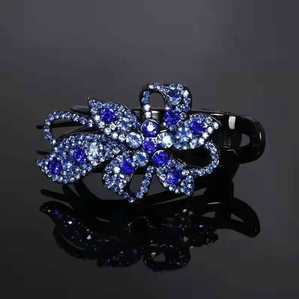 Shiny Rhinestone Hairpin Flower Leaf Duckbill Hair Claws Retro Hair Clips Accessories For Women Shinning Ponytail Headwear