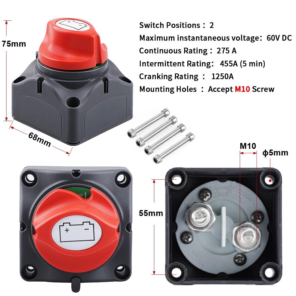 Battery Disconnect 12V Switch  24V 300A Car Isolator Disconnect Rotary Switch 2 and 3 Position Cut Off Switch for VR Camper Boat