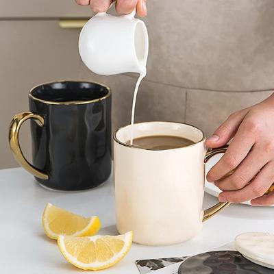 400 ml hrnek se zlatým okrajem v severském stylu Keramické šálky na kávu Lehký luxusní šálek odpoledního čaje Snídaně šálek s ovesným mlékem Pár šálek vody