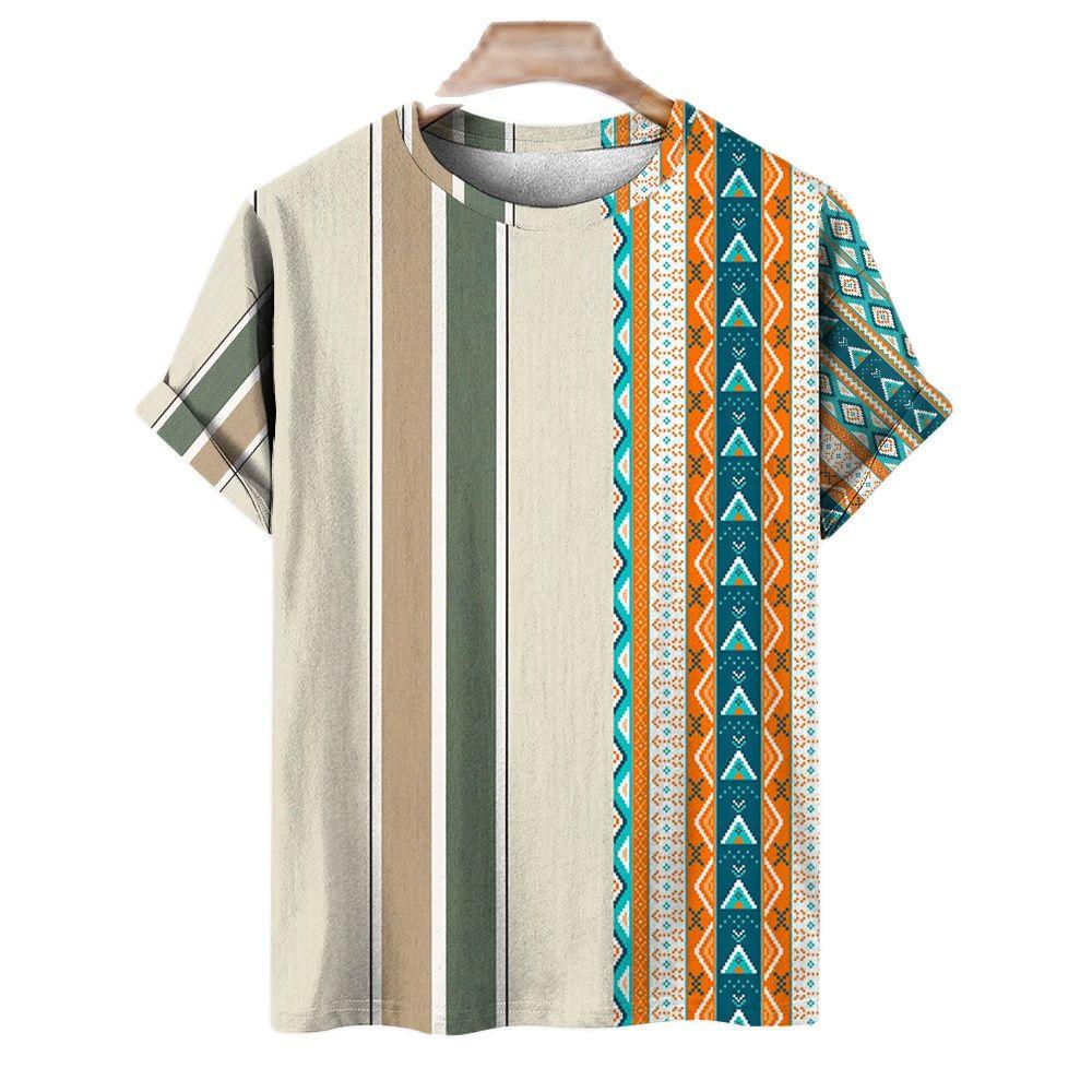 Этническая Характерная Одежда Летняя Мужская и Женская Повседневная Мода Индивидуальность Футболки с Коротким Рукавом и Круглым Вырезом Топы XXS