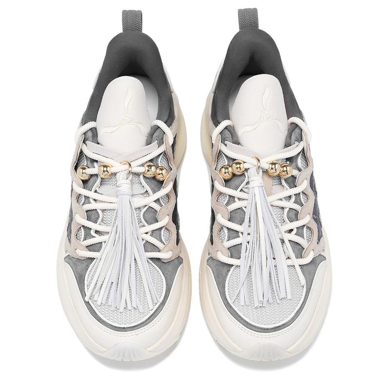 Li-Ning 1990 Heart Dance Retro Casual Non-Slip Wear-Resistant Low-Top Dad Shoes Women Sneaker Yellow Gray ALFT058-1