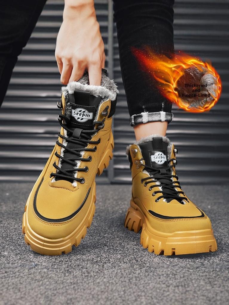 Herren Winterstiefel Warm Gefüttert Hoher Schaft Schneestiefel Arbeitsschutz Arbeitsstiefel Anti-Rutsch Wasserdicht