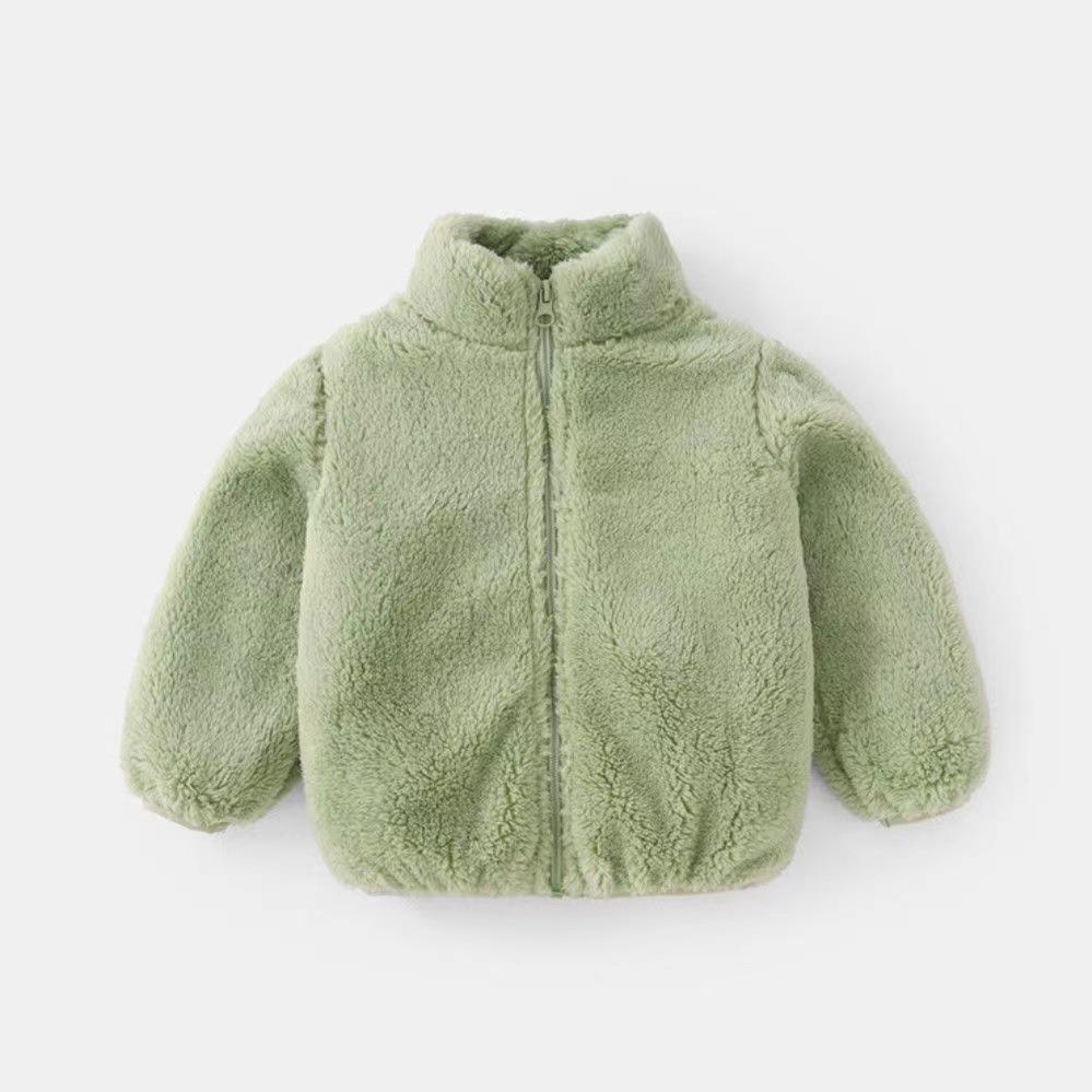 Unisex Kids Velvet Jacket - Solid Color Long Sleeve for Spring & Autumn 120 cm