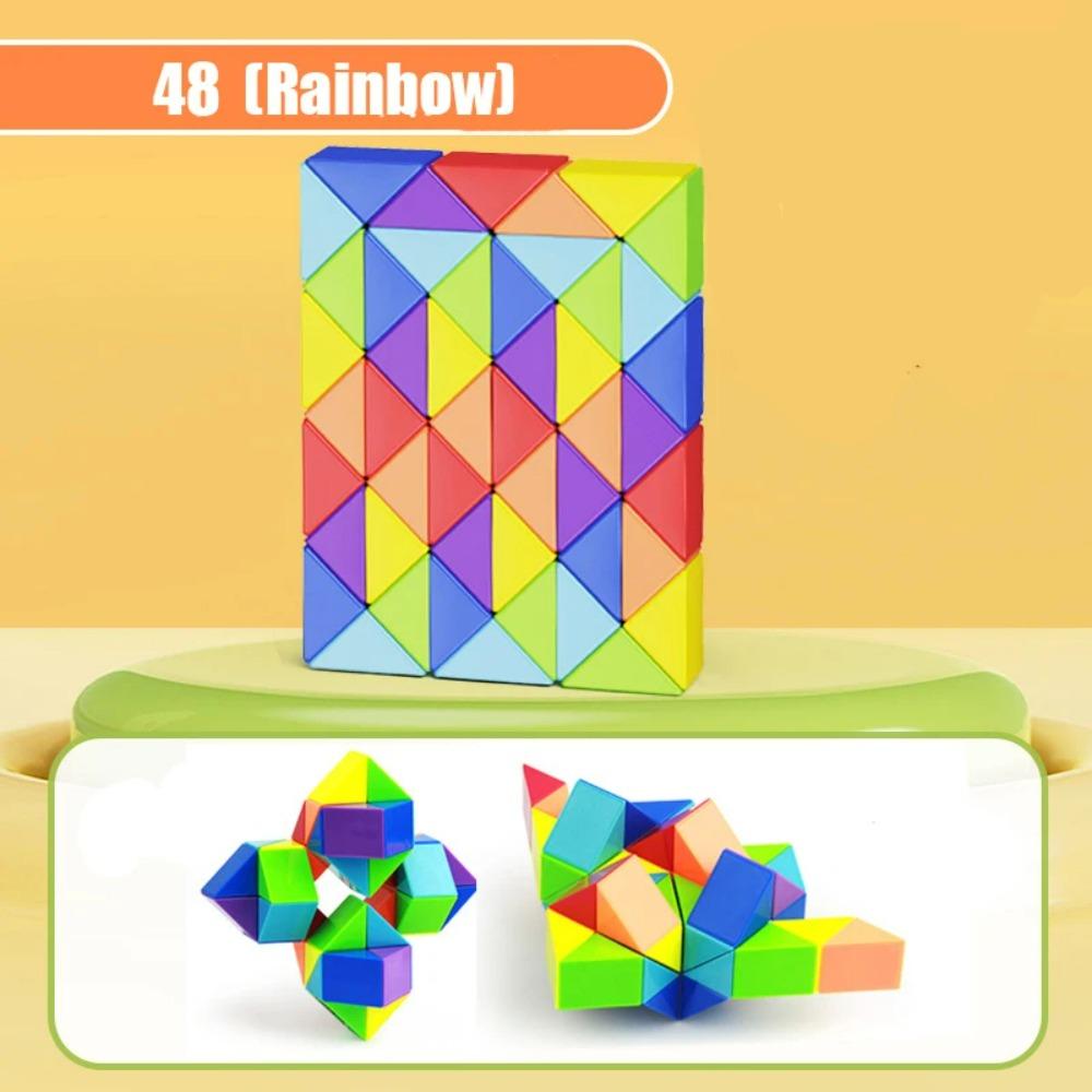 Colored Magic Cube Toys Magic Rule Snake Multi-color Puzzle Fidget Toys Decompression Transformable Cubes Educational Toys