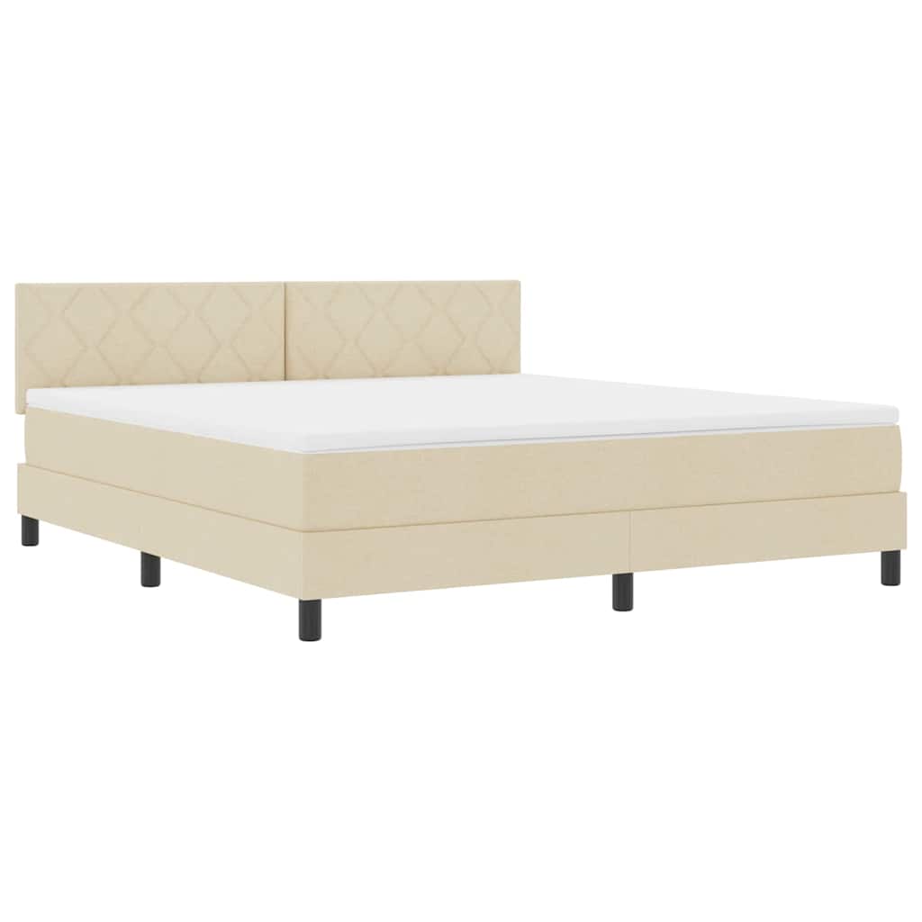 Box Spring Bed with Headboard Cream 180 x 200 cm Fabric