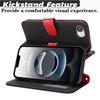 For iPhone 16e Stand Case Litchi Texture Genuine Cow Leather Wallet Phone Cover RFID Blocking
