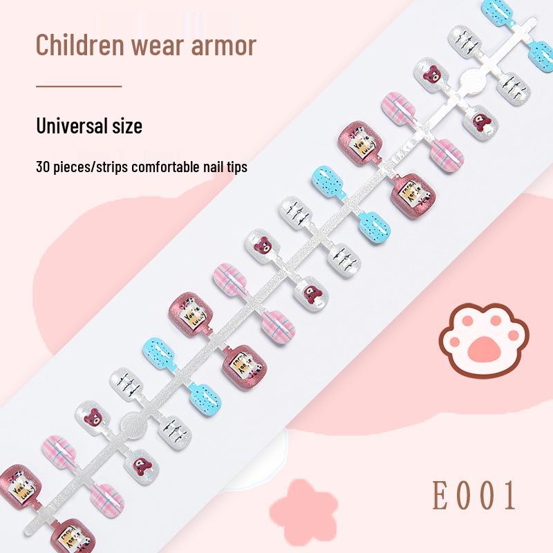 

Kids Cartoon Nail Art Stickers: 30-Piece Set of Short Wearable Nail Tips