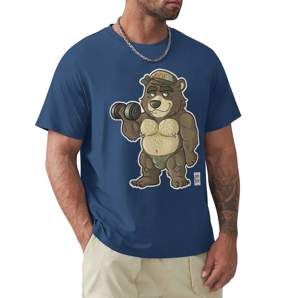 Casual Thicc Bear Animals Strong Wildlife T Shirt Harajuku Short Sleeve T-shirt 100% Cotton Graphics Tshirt Tops