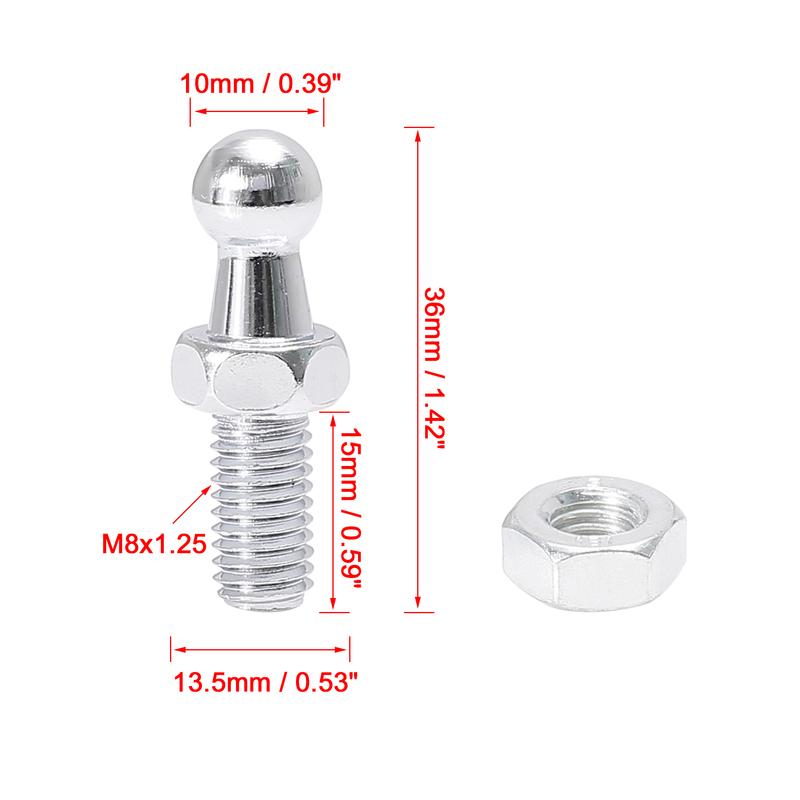 X Autohaux 10mm M8x15mm M8x20mm M8x25mm M6x15mm M6x20mm Car Gas Strut Ball Studs Silver Tone for Gas Struts Shocks 2 Sets 4 Sets