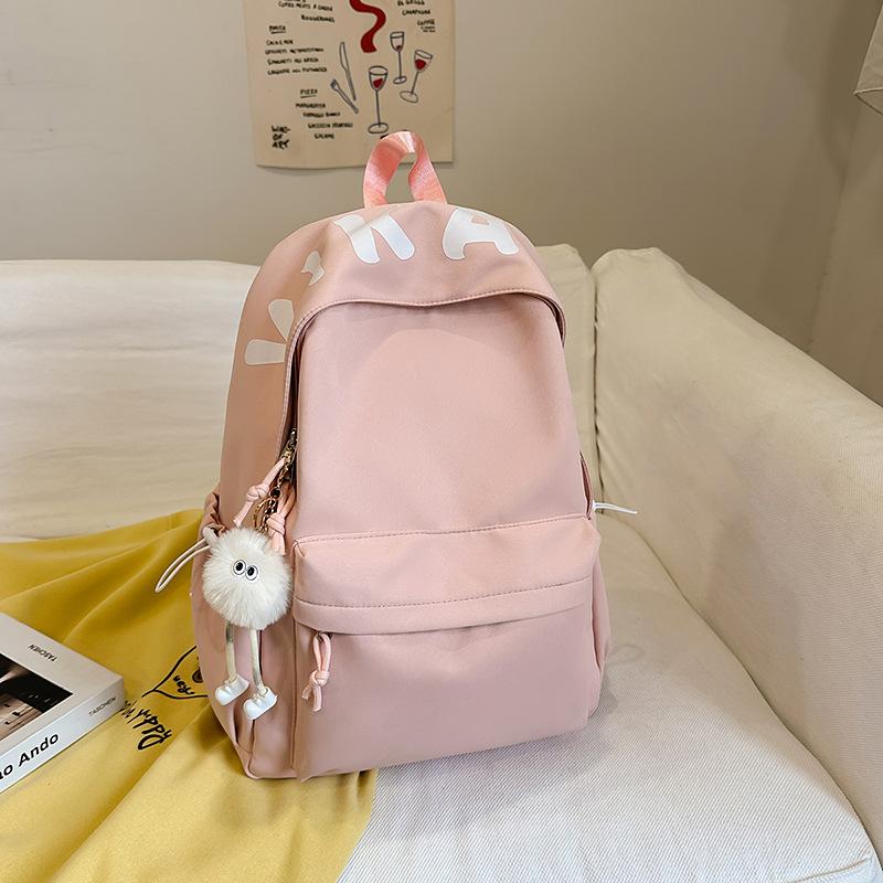 

Японский простой и универсальный школьный рюкзак большой емкости однотонный для кампуса летний новый легкий студенческий рюкзак для commuting single bag розовый