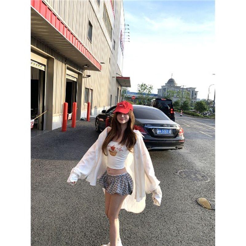 Kumikumi Pure Desire Sexy Print Tube Top Vest Women's Clothing Summer Sleeveless Short Sexy White Liner Tops