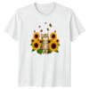 Kitten Sunflower Butterfly Unisexs TShirt Nature Cat Birthday Gift For Her