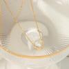 18K Gold Opal Heart Pendant Necklace - Stainless Steel, Light Luxury, Non-Fading, Versatile Women's Jewelry