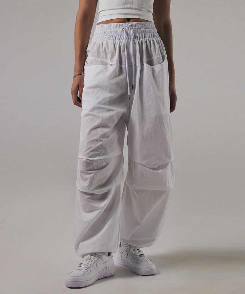 Teulimingbeodeu Round Rivet Nylon Set-Up Pants [ White ]