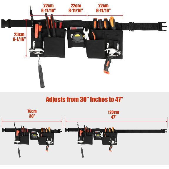 ASNOMY Heavy Duty Tool Belts for Men and Women,19 Pocket Carpenter Tool Belt with Quick Release Buckle,Adjustable Utility Framing Belt,Construction