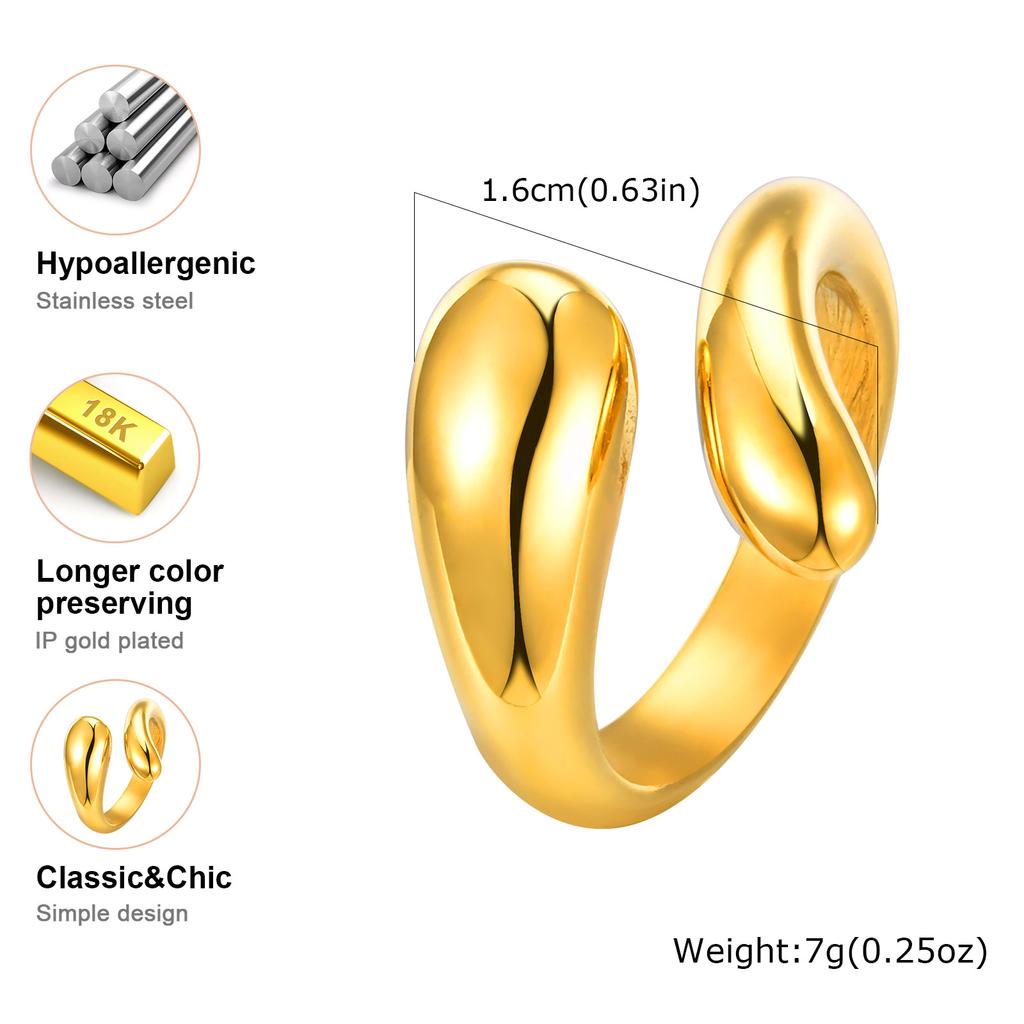 Minimalist Water Drop Ring for Women,Geometric Finger Ring,Stainless Steel Gold-plated Rings, Chic Jewelry Gift