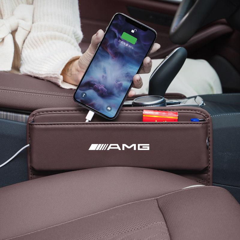 PU Leather Car Seat Gap Organizer Box Storage Bag For Mercedes Benz AMG GLE GLS CLA CLE GLC CLS GLA W223 W213 Tire Valve Cap