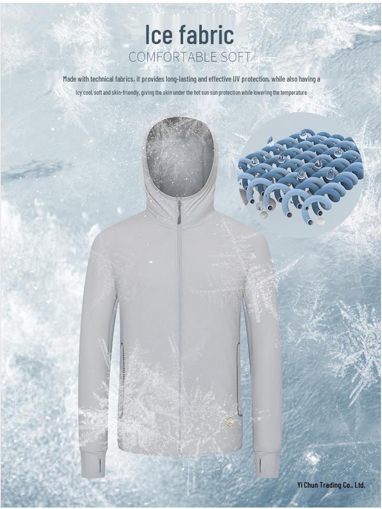 Unisex Lightweight UV Protection Summer Ice Silk Hooded Jacket for Outdoor Activities