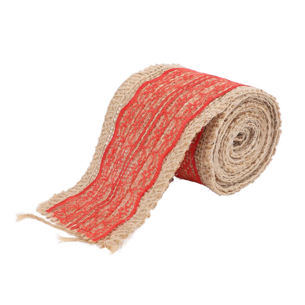 5 Rolls Burlap Lace Ribbon Decorative Jute Burlap Ribbon Roll for Crafts Festival Decor