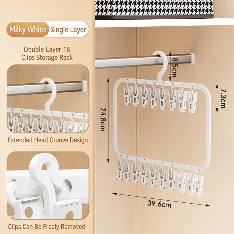 18/26 Clips Warerobe Storage Hanger Drying Socks Holder Plastic Socks Hanger Rack Multi-clip Towels Underwears Caps Hats Hooks
