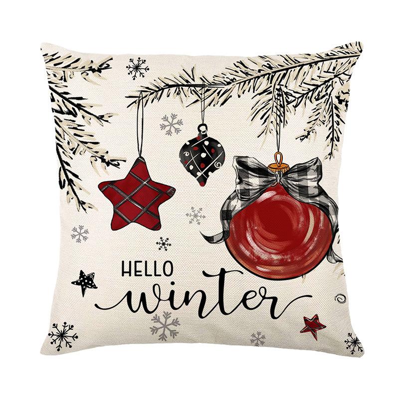 Christmas Sofa Decorative Cushion Cover Linen Printed Cushion Cover Home Living Room Bedroom Cushion