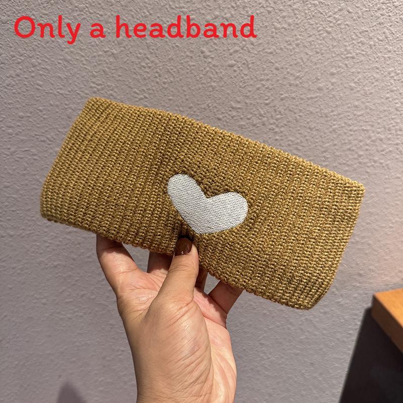 

Korean Fashion Wide Edge Knit Hair Tie For Ladies Heart Shape Head Accessory хакі