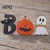 Piccoli Decori Pipistrello 3 Pezzi Decorazione Tavolo Interno di Halloween, Cartello di Legno Fantasma Carino con Corda di Juta, Ornamenti Rustici Farmhouse Blocco BOO