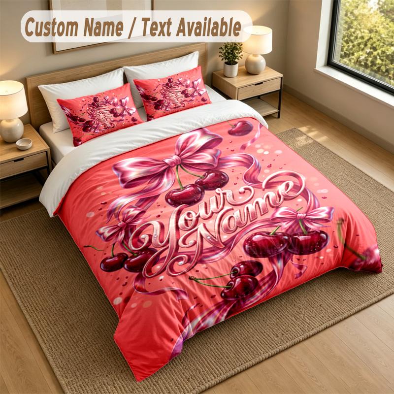 Decorative Artwork Theme Personalized 3Pcs Bedding Set Custom Text & Name 1 Sheet 2 Pillowcases Household Bedding 1pc