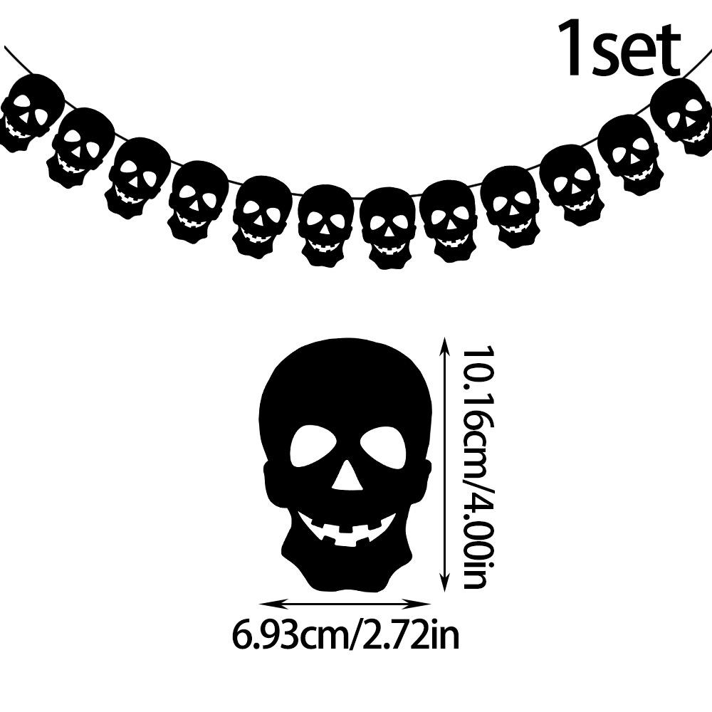 Halloween Ghost Paper Garland Scary Halloween Decoration Bat Spider Skull Banner for Halloween Party Haunted House Home Decor