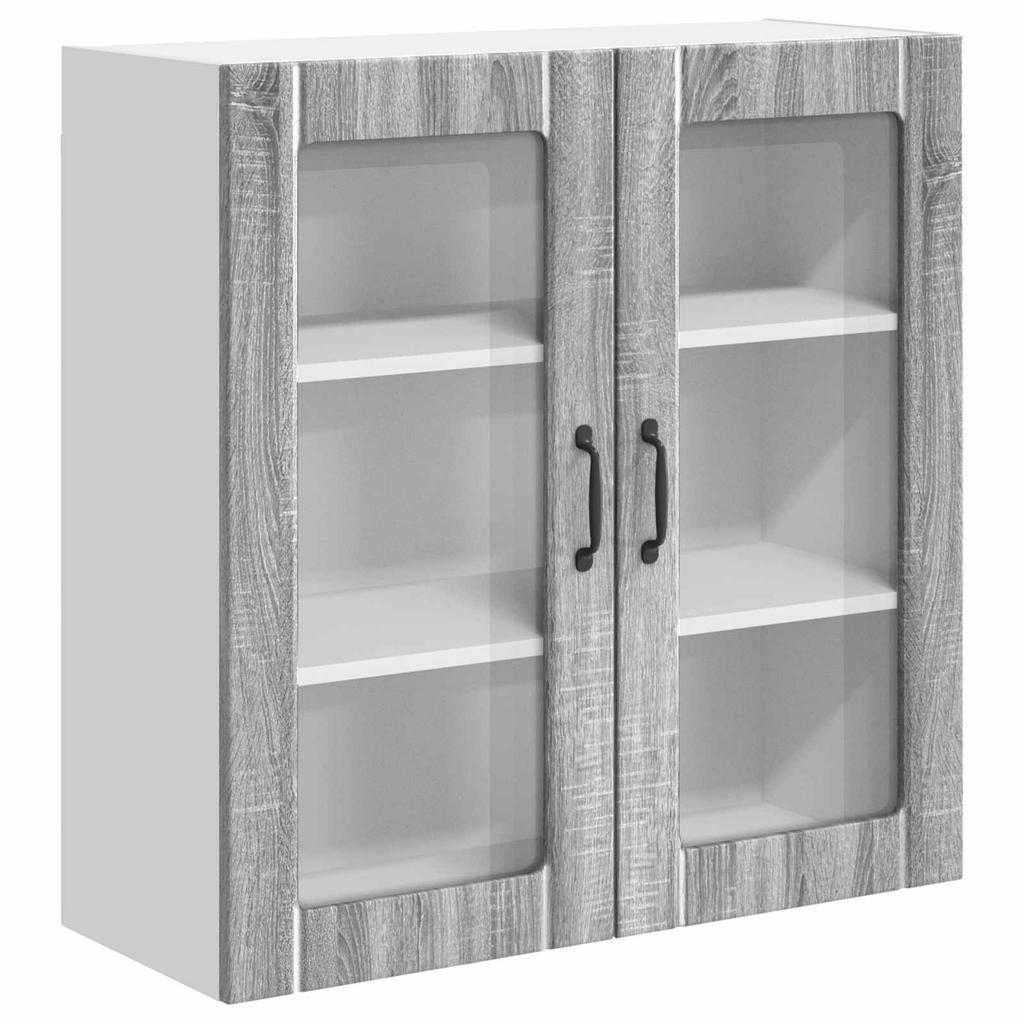 Wall Mounted Glass Cabinet LUCCA Grey Sonoma 80 X 31 X 80 Cm