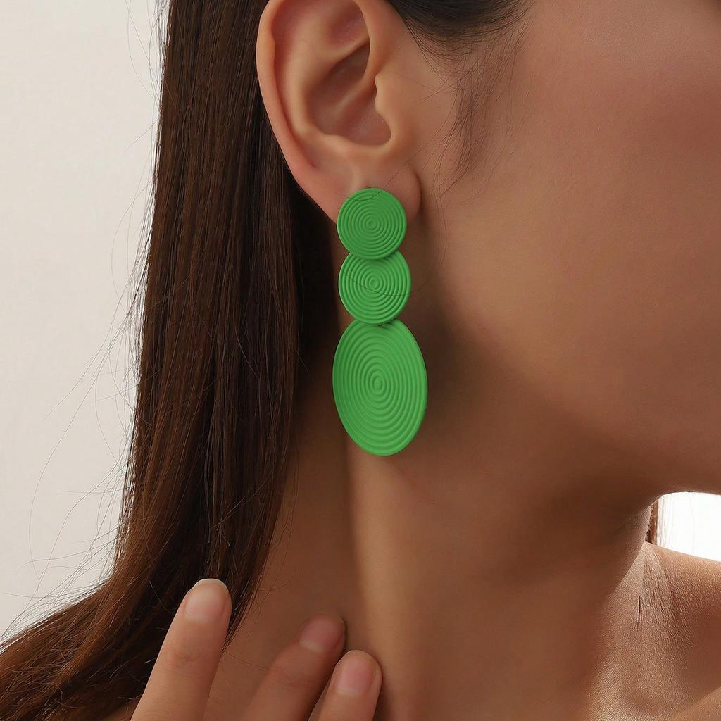 Jewelry geometric design sense temperament personality mosquito coil disc fashion red retro European and American exaggerated earrings