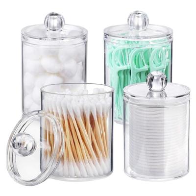 Modern Bathroom Counter Organizers Clear Jars Qtip Holder Dispenser For Qtips Hair Ties Cosmetics And Small Items