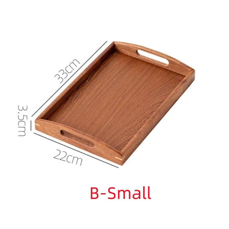 

Ebony Rectangular Tea Plate Solid Wooden Storage Trays Water Cup Fruit Food Bread Sundries Serving Tray Household Organizer