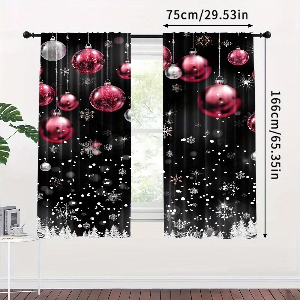 2 st Set Jul Snögubbe Gardiner Stångficka Design Digitaltryck Polyester Draperier för Vardagsrum Kök Sovrum Fönster