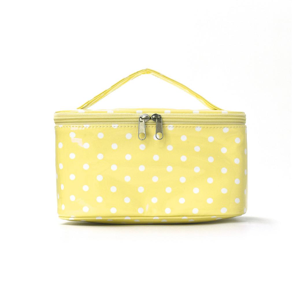 Polyester Striped Makeup Bag With Waterproof Design For Travel And Daily Use