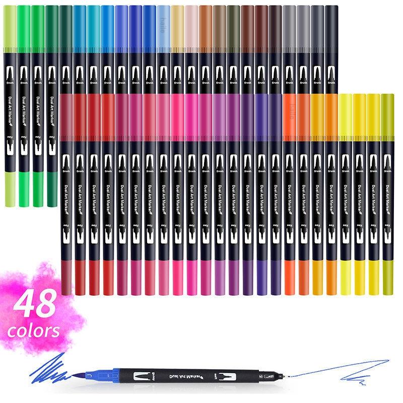 12/100/120Colors Dual Tip Calligraphy Pen Watercolor Brush Pen Art Markers Pens Manga Sketching Drawing Children DIY Supplies