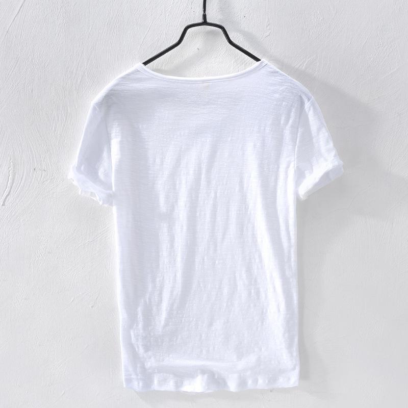 T-shirt da uomo semplice in cotone sottile traspirante slim a maniche corte T-shirt casual da uomo tinta unita a maniche corte Maglietta di base