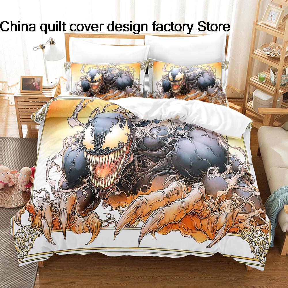 3D Print Terror of Orion Space Monster Bedding Set 3Pcs Sci Fi Alien Duvet Cover Set with Pillowcases for Men Bedroom Decor