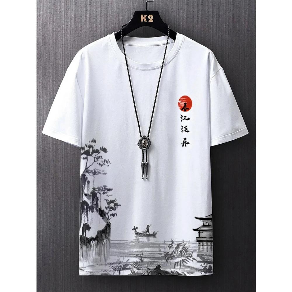 

Simple Fashion Ancient Style T Shirts For Men Summer Trendy Crew Neck 3D Printed T-Shirts Loose Streetwear Harajuku Tees XS