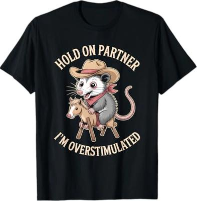 Hold On Partner Im Overstimulated Shirt Funny T-Shirt