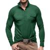Mens Lapel Neck Business Polo Shirt Casual Long Sleeve Tee Tops Sport T Shirts