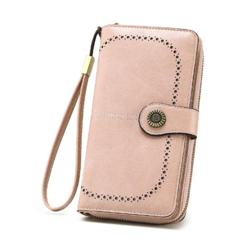 Высококачественный женский кошелек RFID с защитой от кражи, кожаные кошельки для женщин, длинный кошелек-клатч на молнии, женский кошелек, держатель для карт розовый