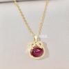 Ruby Safety Lock Necklace Women'S Retro National Tide Simple And Versatile Personality Inlaid Pendant Exquisite Collarbone Chain