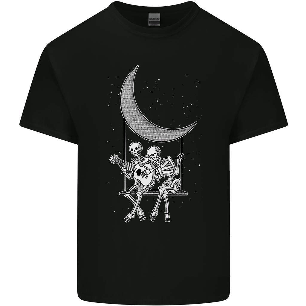 Skeletons On the Moon Playing Guitar Unisexs Light Cotton TShirt
