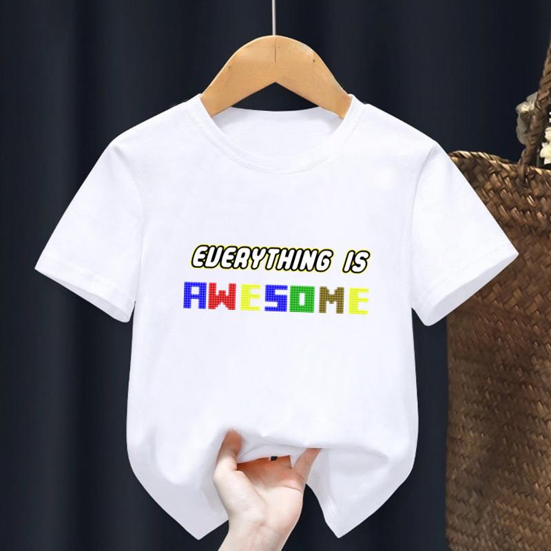 Master Builder Blocks Building Print Cartoon Kids T Shirt Girls Summer Tops Baby Boys Clothes Children Short Sleeve T-shirts
