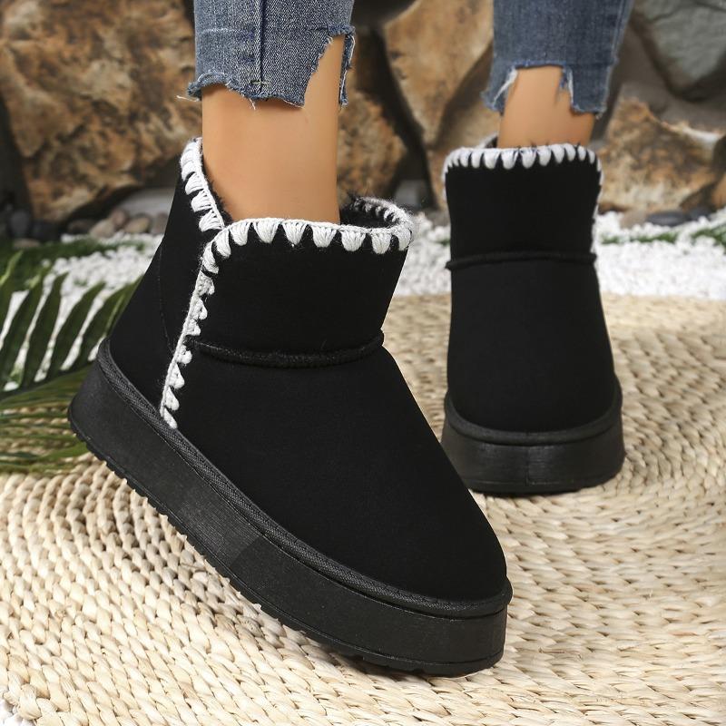 Foreign trade large size Northeast velvet thick-soled short snow boots women's cross-border matte leather warm thickened cotton boots